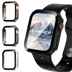 Glass+Case For Apple Watch 46mm 45mm 44mm 49mm 42mm 40mm 41mm straight edge Screen Protector Cover iWatch Ultra 10 9 8 SE 7 6 5