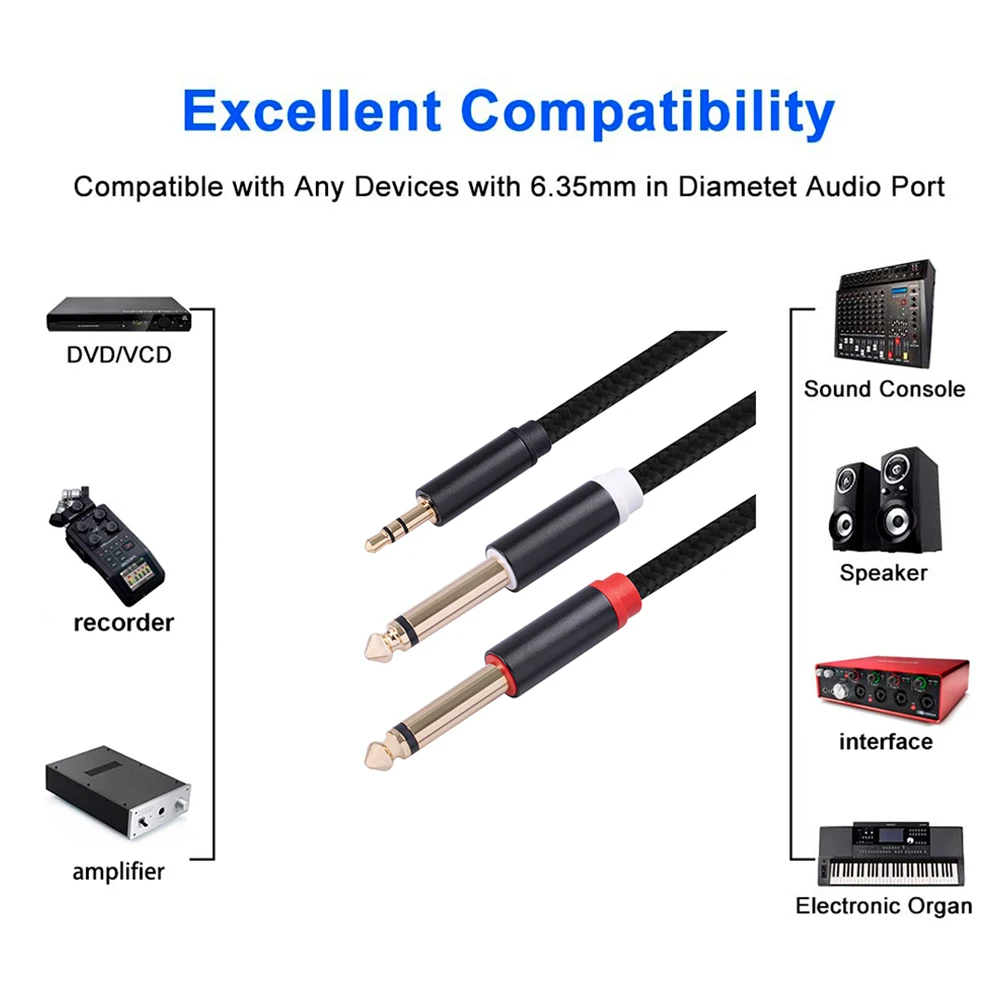 

1pc Gold-Plated Noise Shielded Audio Cable Connector For Electric Guitar Smartphone Speaker Fiber Cord Audio