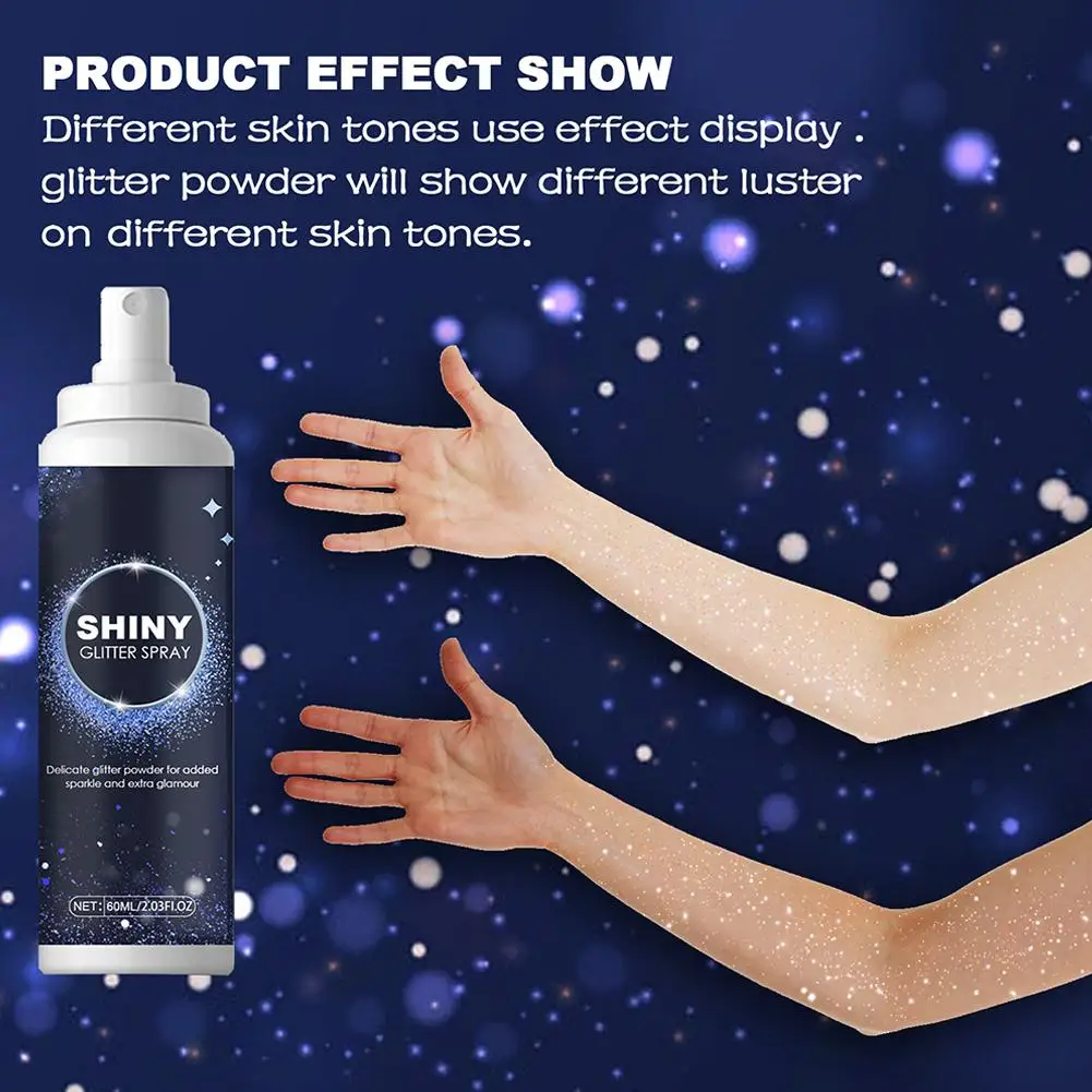 60ml Capelli Corpo Glitter Spray Sicuro Creativo Brillante Strumento di Trucco Attraente Corpo Lucido Glitter Evidenziatore Spray per Club X5L8
