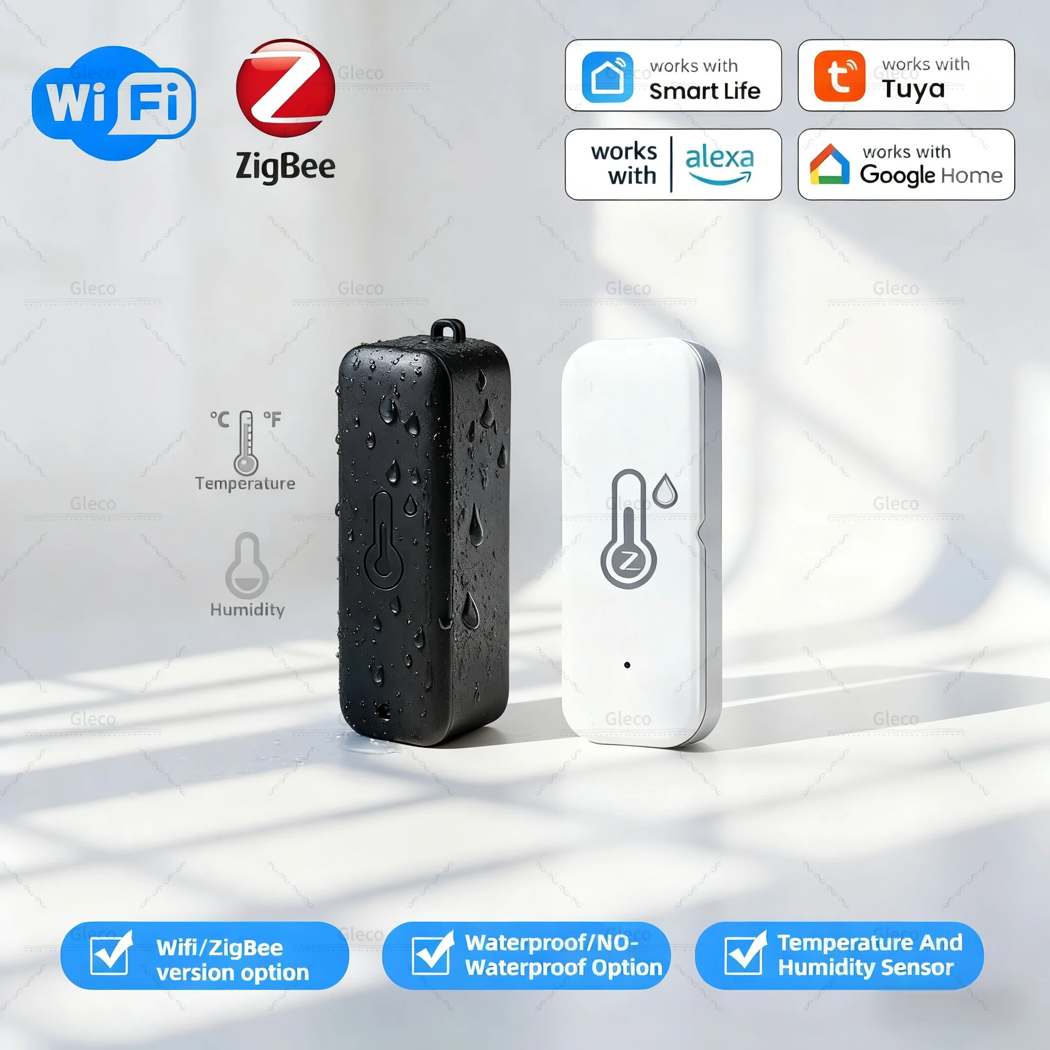 Tuya Wifi/Zigbee capteur de température et d'humidité maison intelligente Option intérieure thermomètre extérieur hygromètre surveillance de l'application Smart Life