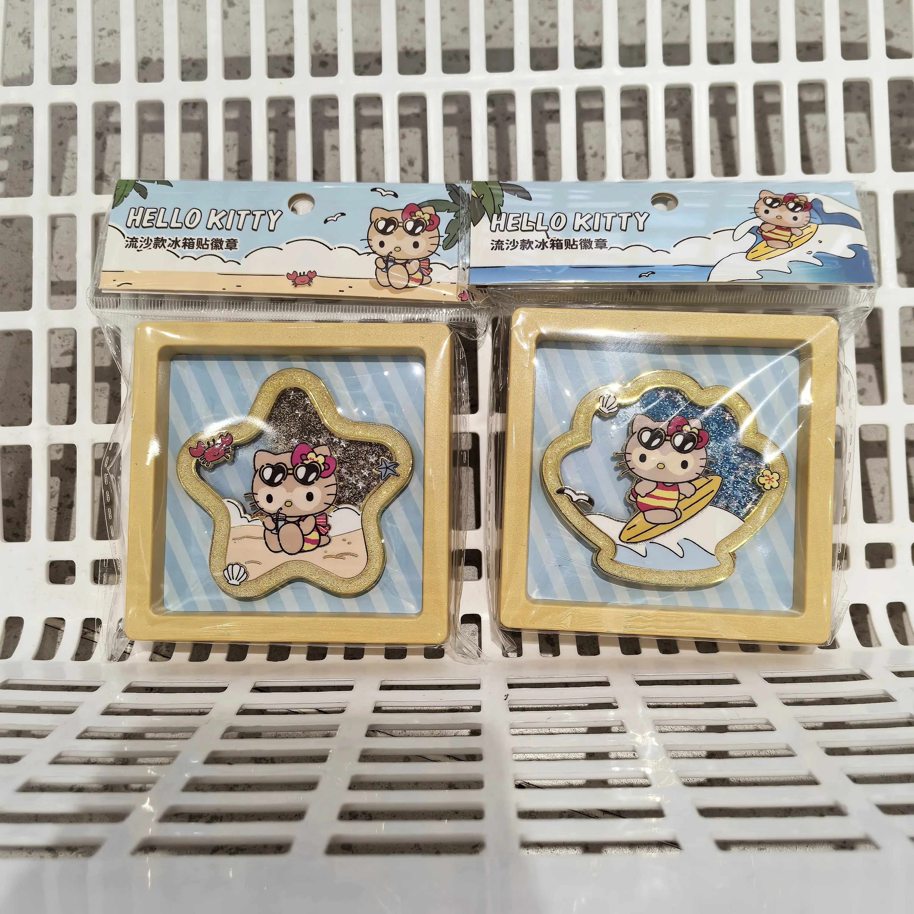 

Hello Kitty Black Skin Series Glittery Metal Refrigerator Magnet - Summer Limited Edition, Cute Anime Decor