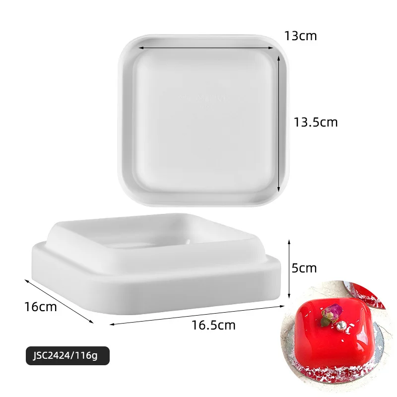 GEM Single Square Shaped Silicone Cake Mold for Ice Cream Mousse Jelly Pudding Pastry Dessert Bread Bakeware Pan Decorating Tool