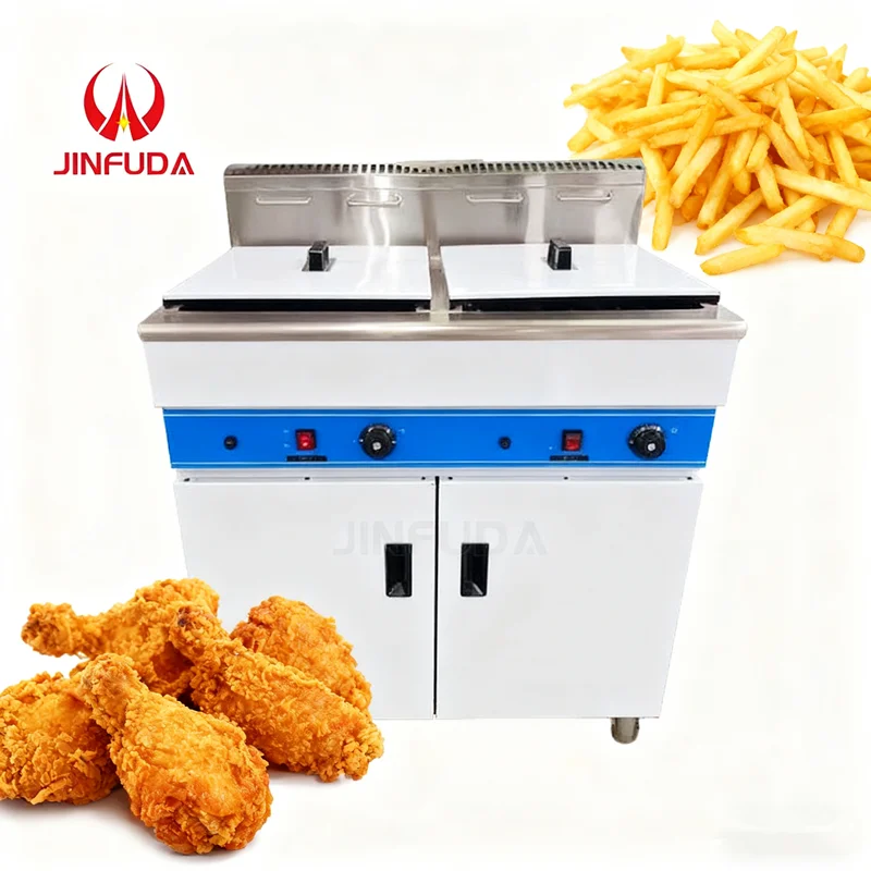 

Hot Sell Double Tank Counter Gas Deep French Fryer Frying Machine Top Stainless Steel Spare Parts Energy Saving