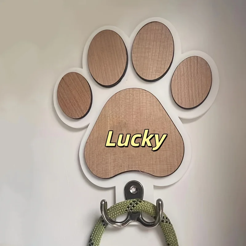 Colgador de pared de madera para correas de perro con huella de pata - imagen 5