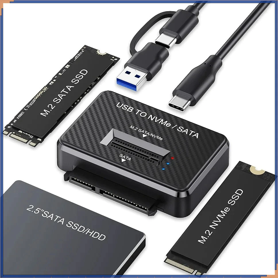 

Адаптер M2 NVMe SATA на USB 3.1 10Gbps с прямым подключением, 2.5-дюймовый SATA SSD/HDD адаптер для 2280, 2230, 2242, 22110 M.2 SSD, корпус для док-станции