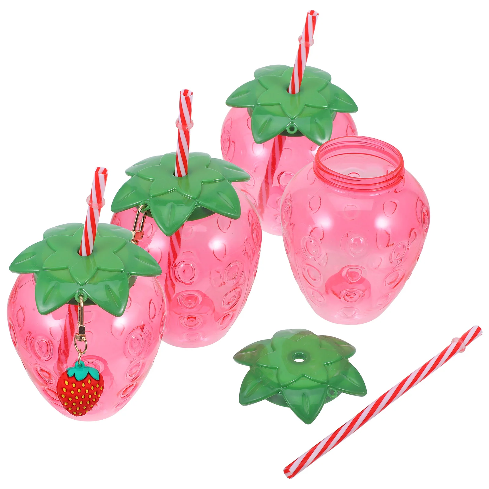 4 Pcs Coffee Cups Strawberry Sippy Party Favors Glass Water Bottles Pink Drinking