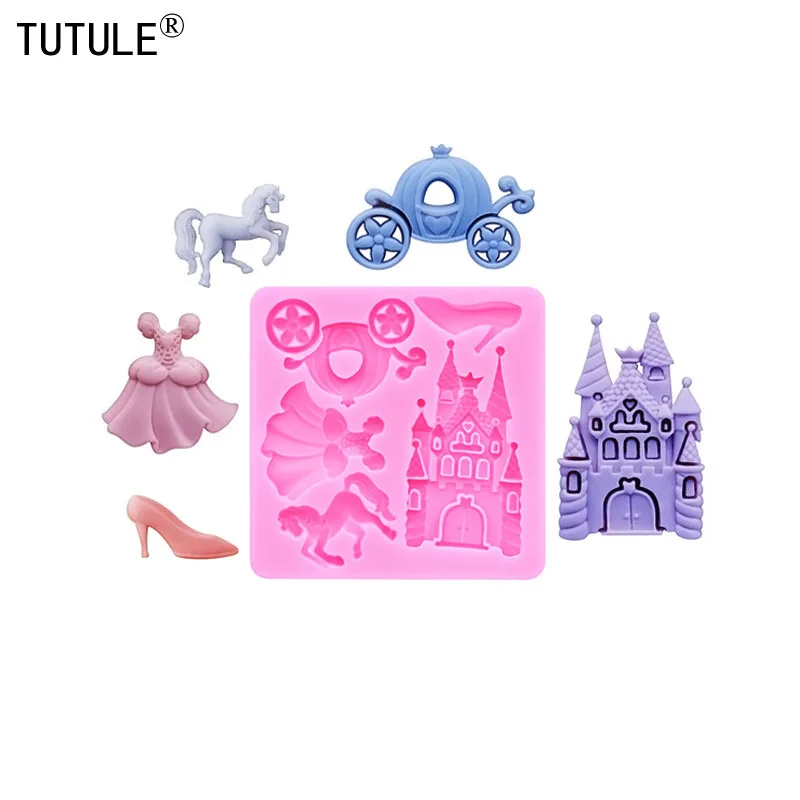 3D Pumpkin Cart castle Princess dress horse Chocolate Cake Silicone Mould DIY drop glue Accessories epoxy resin Silicone Mold