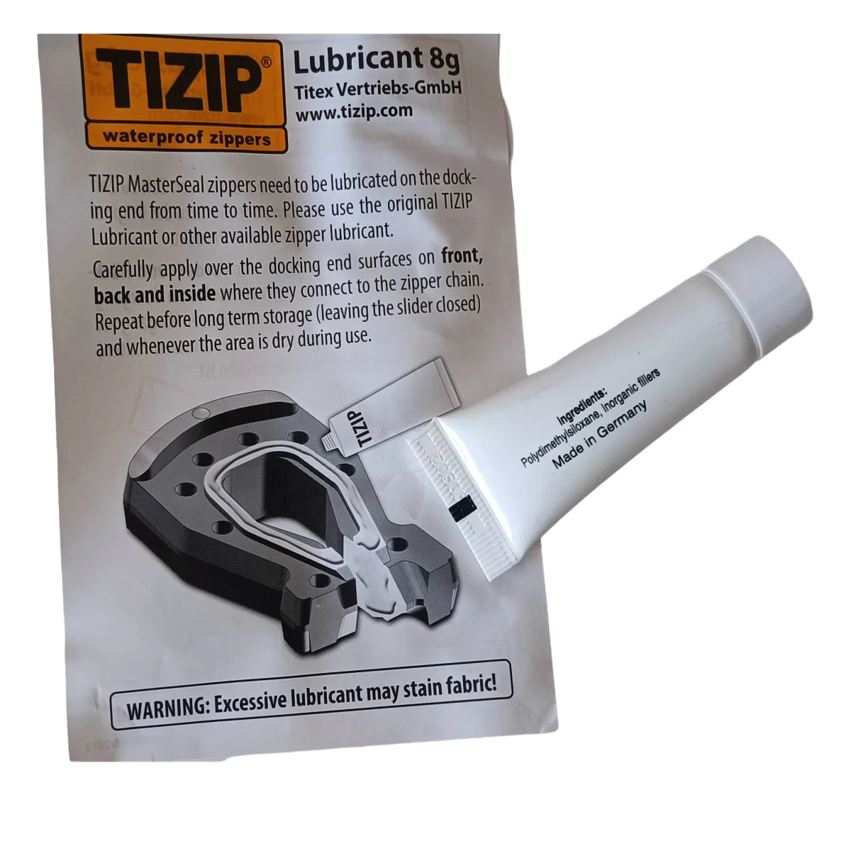 TIZIP Waterproof Zipper Care ZIP LUBRICANT 8g-Drysuit/Wetsuit/Diving/Ortlieb Bag  Canmore Bannatyne Moose Highland Bagpipe Pipes