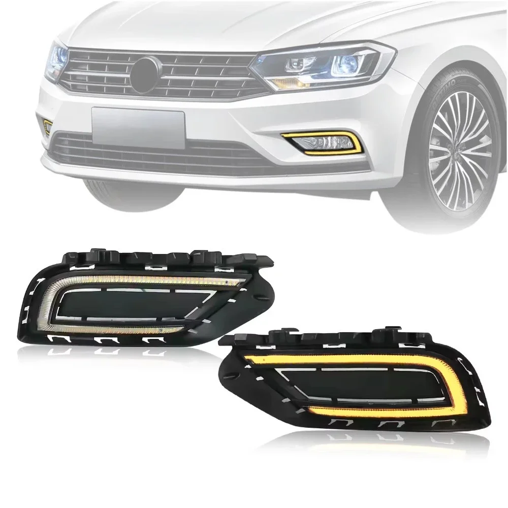 DRL for Volkswagen Bora 2015-2017 Car LED Daytime Running Lights Front Fog Lamp Modification Yellow Turn Signal Decorative Light detail image 1