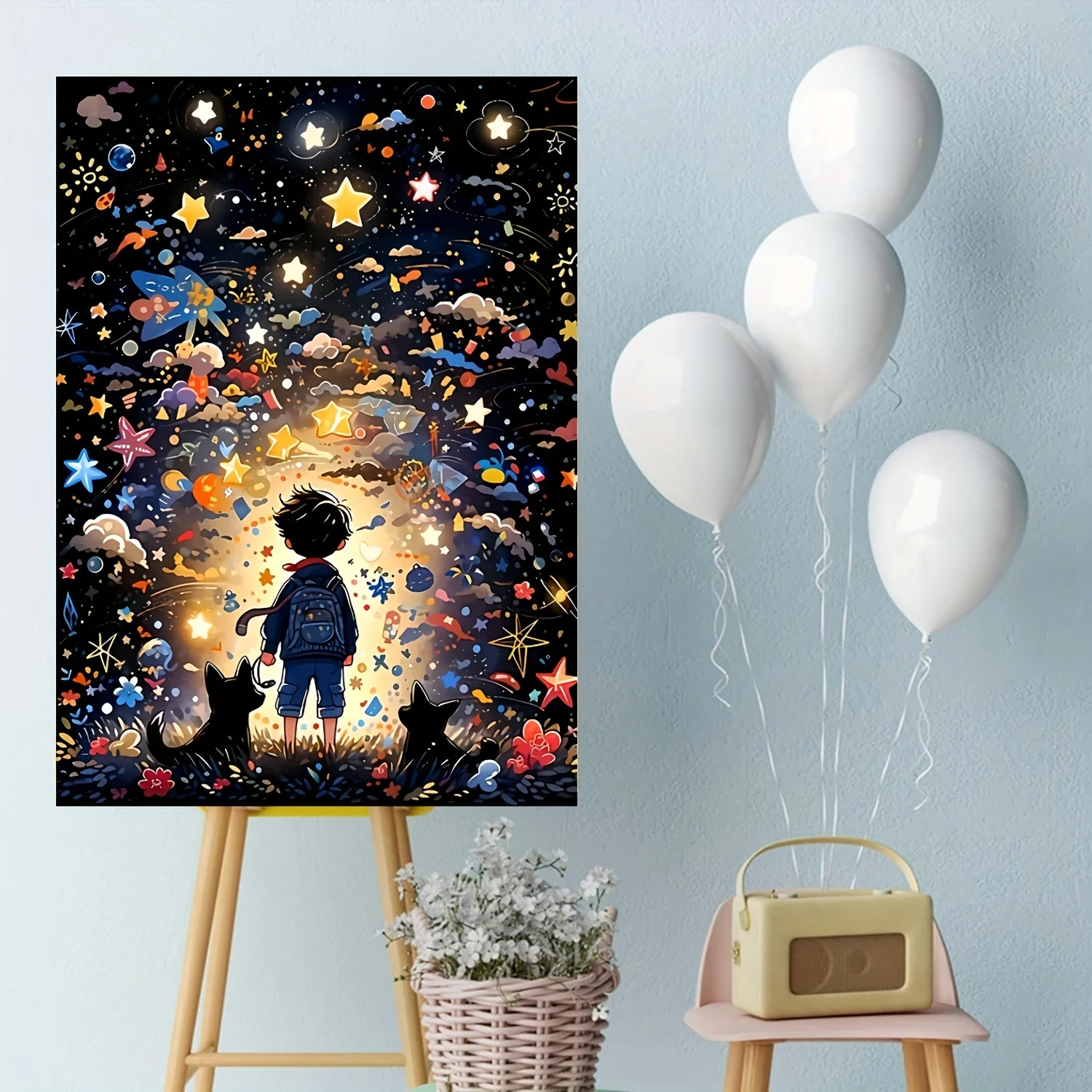 Puzzle 1000 ciel étoilé et chat – Puzzle bricolage épais, carton durable, idéal pour les adultes et les débutants, parfait pour les anniversaires, H