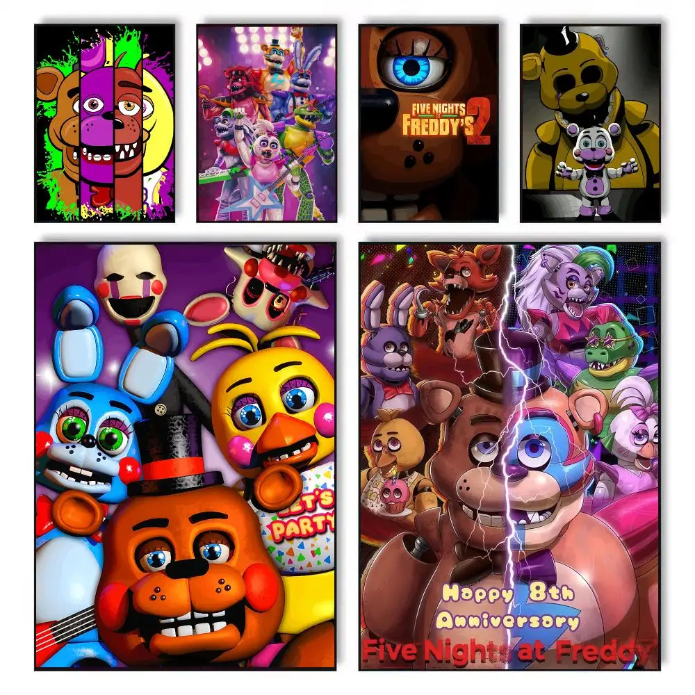 Fnaf Five-nights-At-Freddys Classic Painting Calligraphy Stylish Canvas Poster Wall Art for Bedroom Home Decor Gift
