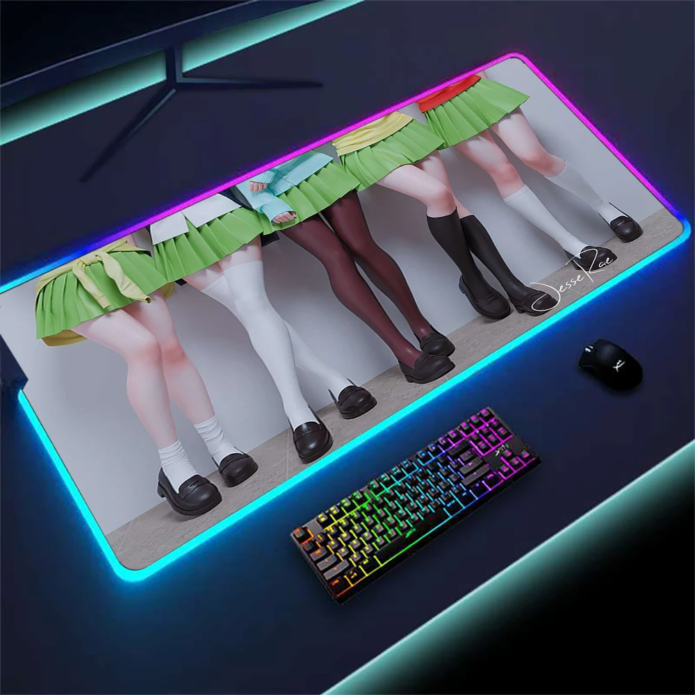 Sexy Play Mat RGB LED Anime Racy Mouse Pad Seductive Woman Provocative Backlit Rug Sensual Naughty Sultry Gamer Booty Mousepad