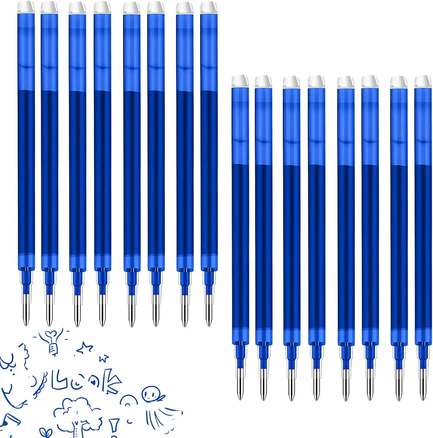 16Pcs 1.0mm Erasable Gel Ink Pen Refills Compatible with Frixion Friction Smooth Writing Multicolor Retractable Fine Point Pen