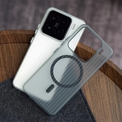 Ultra Thin Corrugated Pattern Matte Translucent Hard PC Case For Xiaomi Mi 15 Pro MI 13 14 Ultra Magnetic Wireless Charge Cover