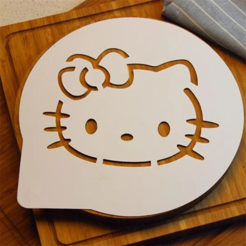 7.5cm Cartoon Sanrio Hello Kitty Cappuccino Latte Coffee Stencils Duster Cake Mold Spray Coffee DIY Art Stencils Dessert Decore