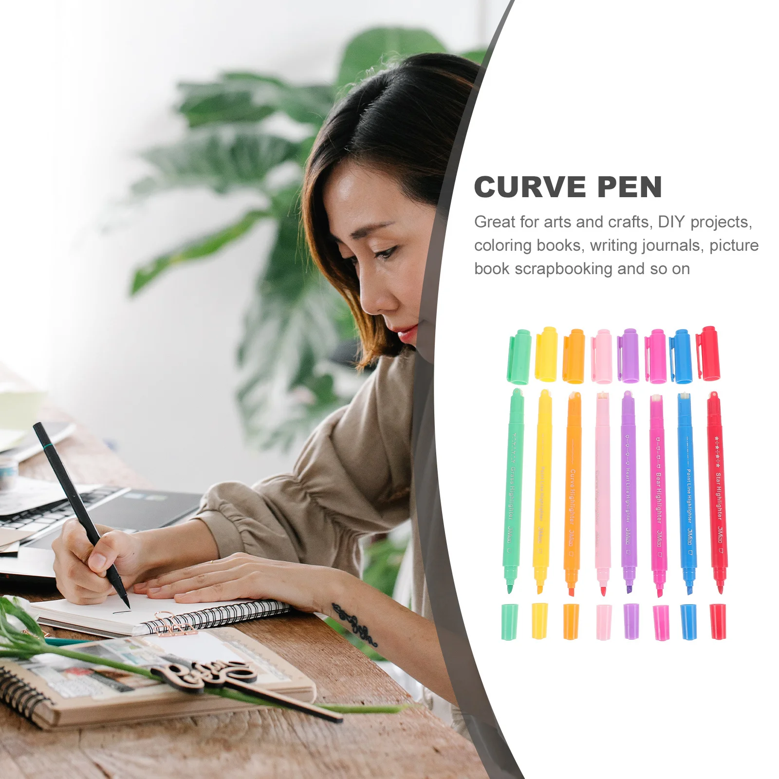 

8Pcs Flower Edge Contour Marker Set Colored Fine Tip Highlighter Pens for Note Taking Journaling Scrapbooking Coloring Books