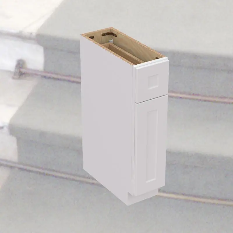 خزانة قاعدة بباب واحد من الخشب الصلب لتخزين الحمام والمطبخ مع أرفف قابلة للتعديل وجاهزة للتجميع (9 بوصات عرض ×