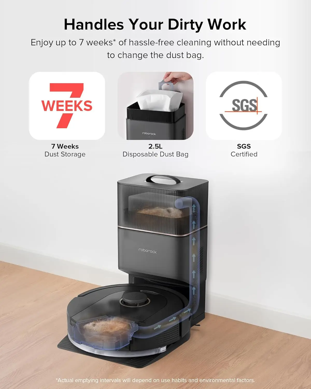 Robot Vacuum and Mop,Self-Emptying,DuoRoller Brush,Hands-Free Cleaning for up to 7 Weeks,for Hard Floors, Carpets, and Pet Hair