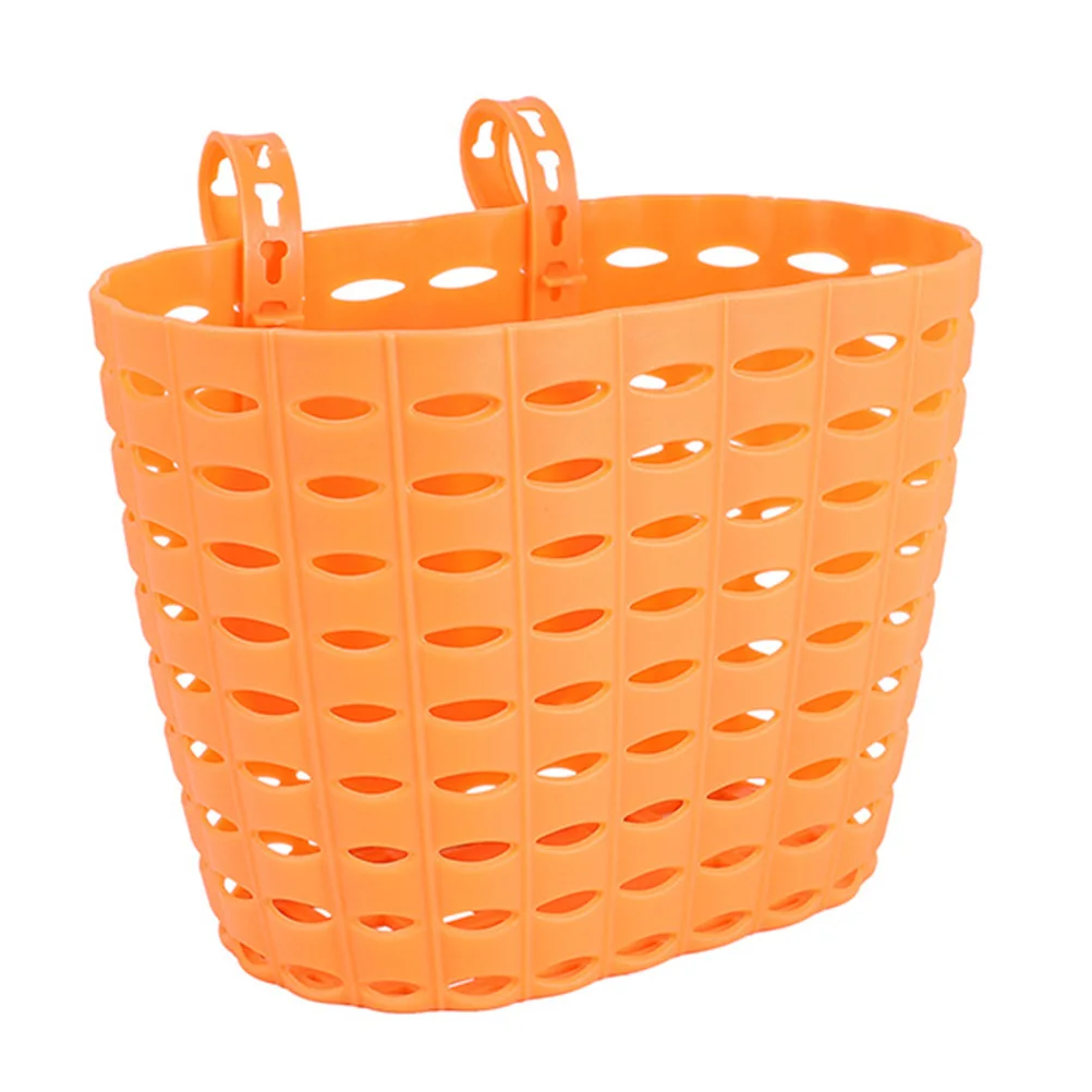 1 set Bicycle Basket Front Orange Plastic Woven Bike Storage Basket For Scooter Bicycles Fittings Ride