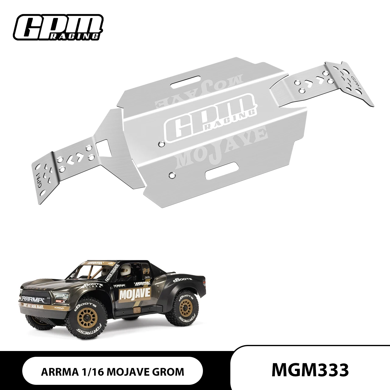 GPM ARRMA 1/16 MOJAVE GROM  For STAINLESS STEEL CHASSIS SKID KIT