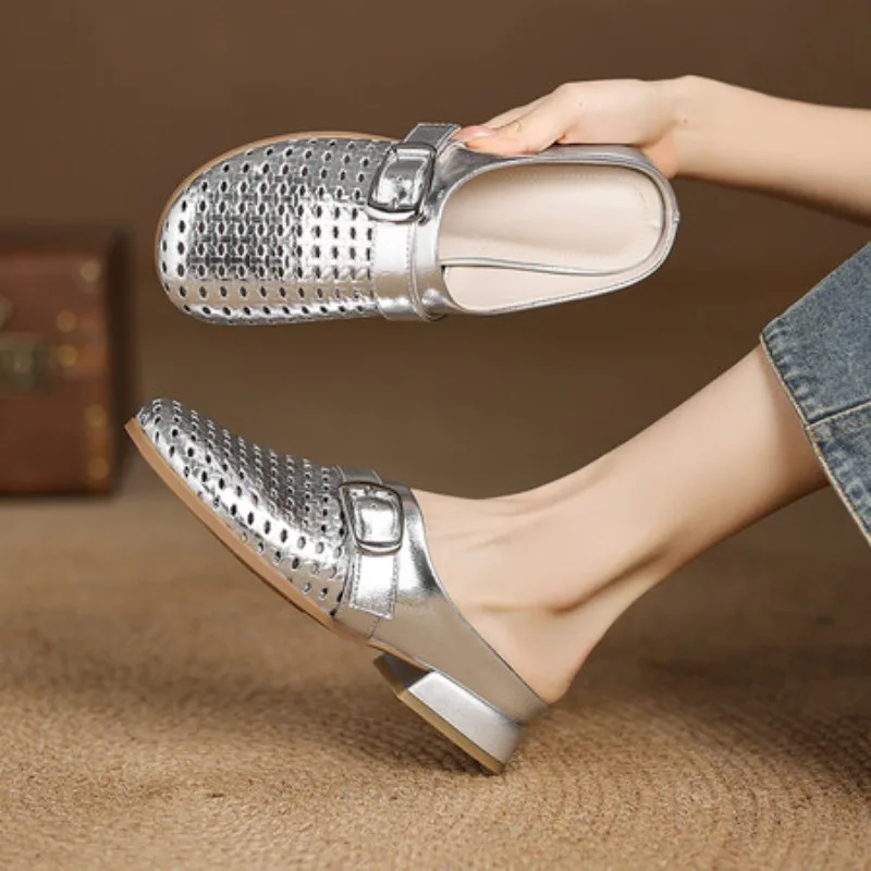 

Street Style Summer Cover Toe Women Slippers Fashion Shallow Slip On Slide Ladies Elegant Party Dress Shoes