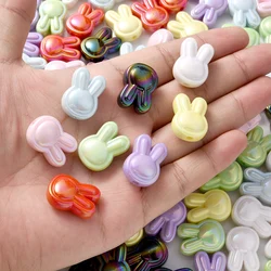20Pcs 17x24mm Acrylic Rabbit Shape Beads Colorful Acrylic Animal Spacer Beads For DIY Jewelry Necklace Bracelet Earrings Making