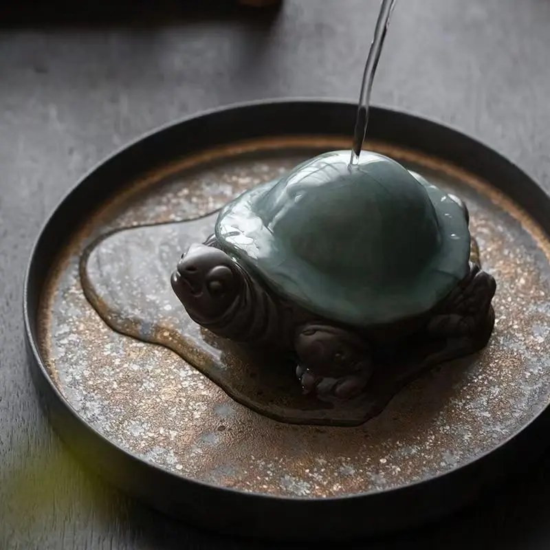 Ceramic Little Turtle Tea set Filter Cute Animal Figurine - Handmade Sculpture Home Decoration Kung Fu Tea Set Accessories
