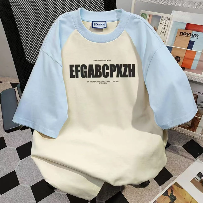 Harajuku Y2K Patchwork Tee Donna Lettera Stampa grafica T-shirt americana O Collo Manica corta Hiphop Pigro Casual Top Streetwear