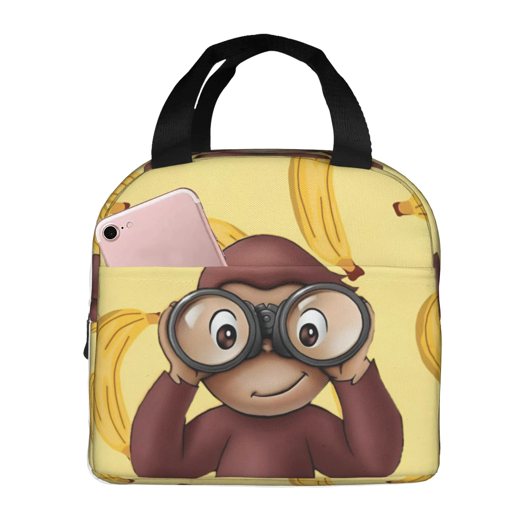 C-Curious Georges Thermal Insulated Lunch Bag Women Cartoon Anmie Portable Lunch Tote Outdoor Camping Travel Storage Food Box