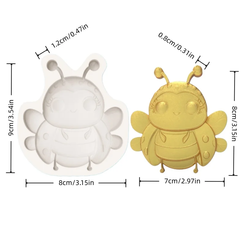 Cute Winged Big-Eyed Ladybug Silicone Mold for Baking Desserts and Chocolate Decorations