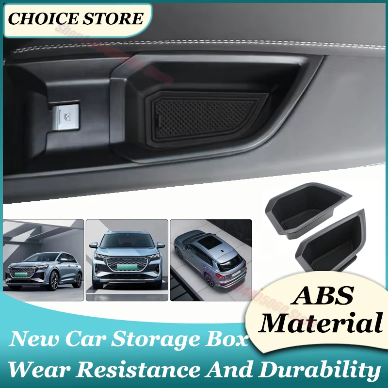 For Audi Q4 E-Tron Etron 2019 - 2025 Car Door Handle Storage Box Phone Container Glove Tray Armrest Handle Accessories