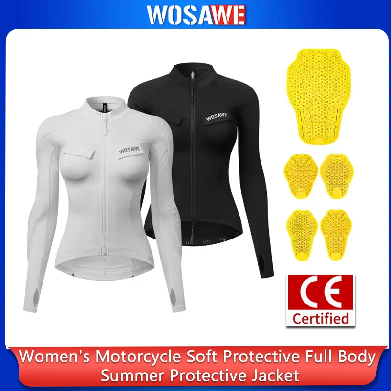 

WOSAWE Women Motorcycle Soft Armor Full Body Summer Motorbike Skiing Protective Jacket Lady Motocross Racing Undershirt CE