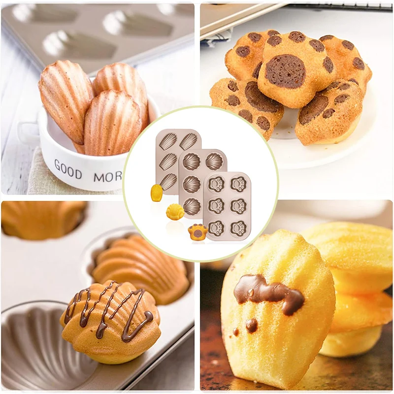 Non-stick Cookie Pan Carbon Steel Mold Shell Easy Release Cake Baking Pan Multiple Styles Oven Home Easy To Clean Baking Tools