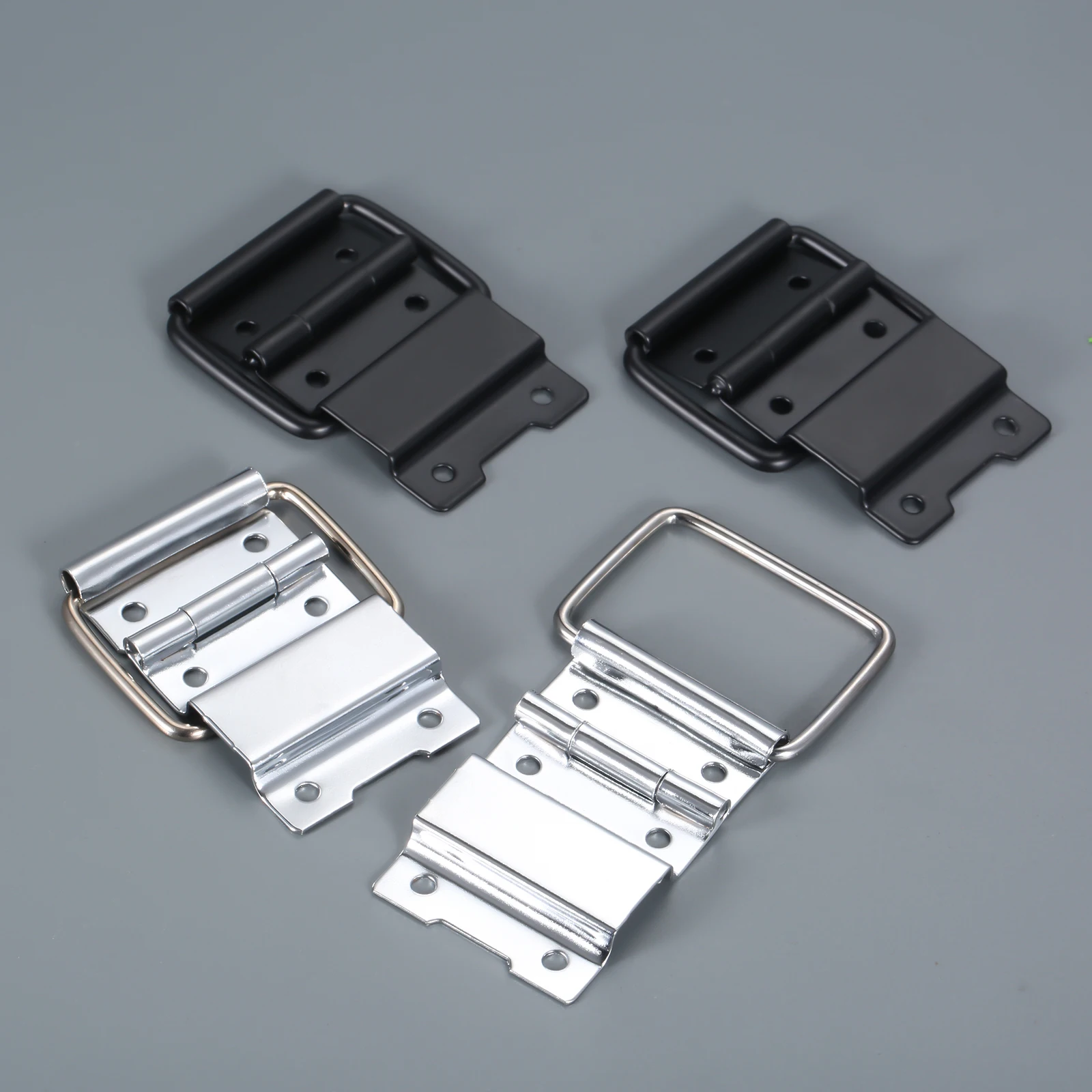 2pcs/set 60*35mm Support Hinge with Ring 8-Holes Metal Strut Back Buckle Air Flight Case Toolbox Suitcase Fittings Silver/Black