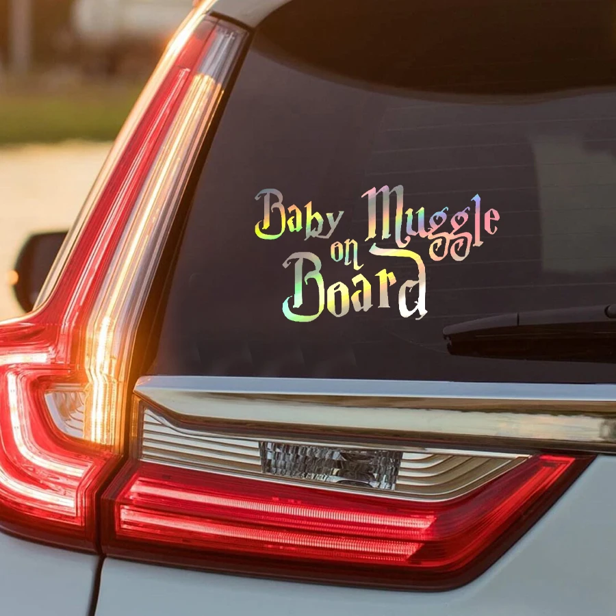 Harry Potter bebé Muggle a bordo vinilo pegatina para parachoques de coche estilo de coche advertencia parabrisas ventana pegatina para decoración de camiones SUV