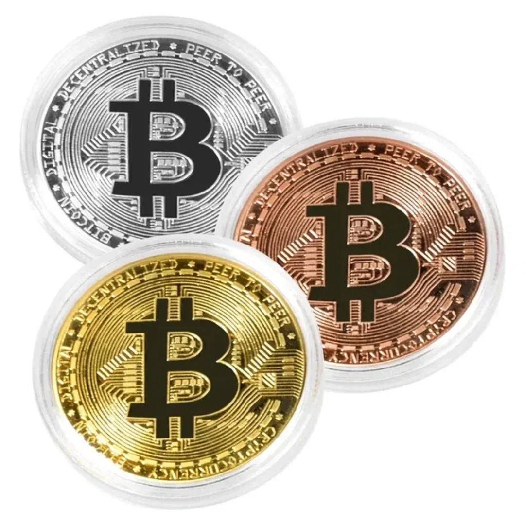 1/3pcs Gold Plated Bitcoin Coin Collectible Art Collection Gift Physical Commemorative Casascius Bit BTC Metal Antique Imitation