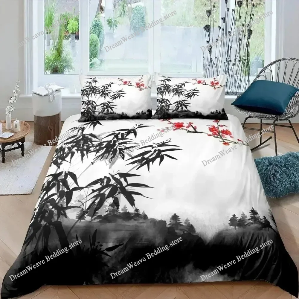

Bamboo Duvet Cover Set Fashion Branches Bedding Set Tree Print Comforter Cover Luxury Retro Floral Style Quilt Cover Luxury Gift
