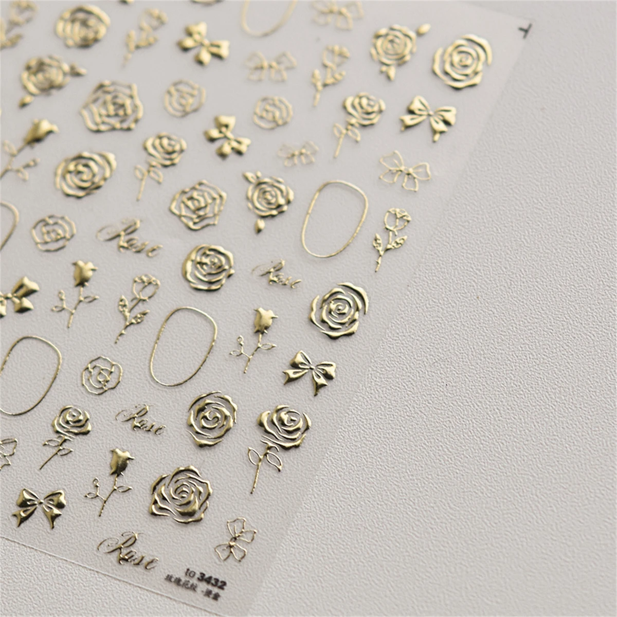 1pcs 5D Bronzing Japanese Rose Nail Art Stickers Hollow Flower Design Acrylic Nail Decoration Decals DIY Adhesive Accessories