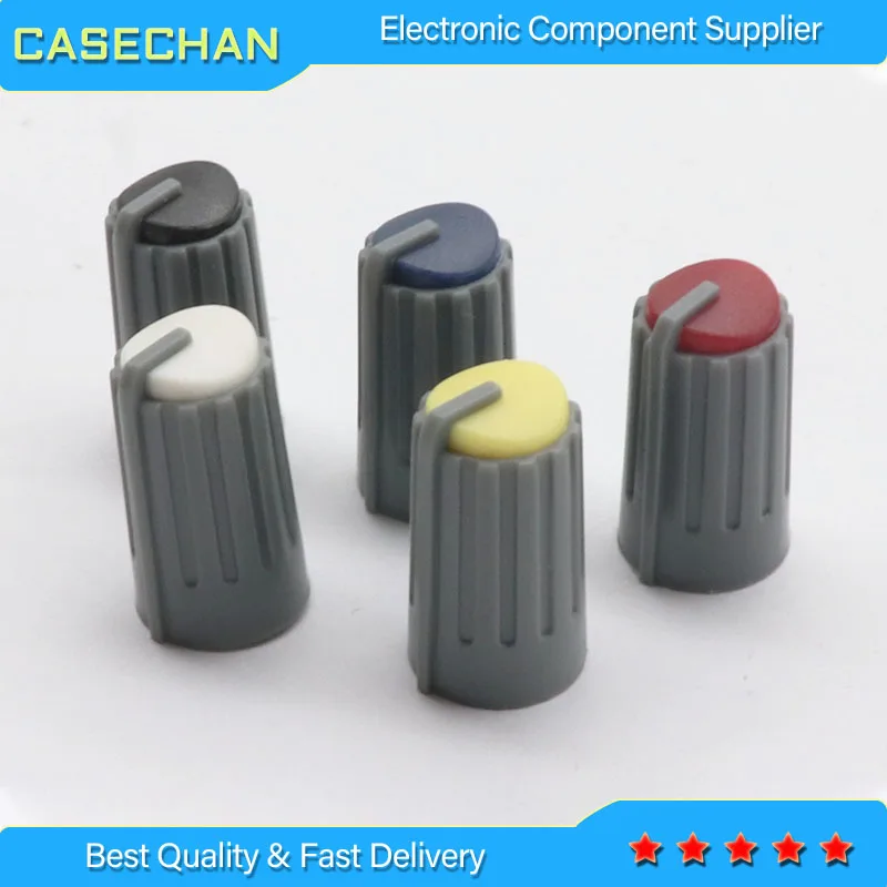 12pcs Half - axis potentiometer Knob Cap W10.5MM * H17MM / 2 Red +2 Yellow +2 White +2 Black +2 Blue +2 Green