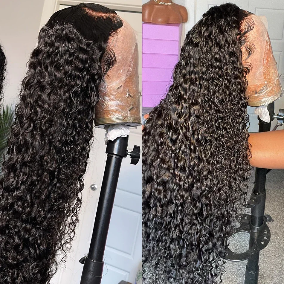 HD solta as perucas do cabelo humano da onda profunda para mulheres, 360 encaracolados parte dianteira do laço, 250 densidades, 13x4, 13x6, 30 ", 40"