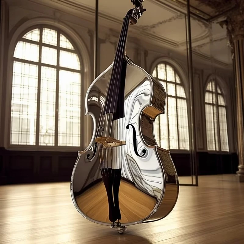 Concert Hall Indoor and Outdoor Decoration Electroplating Mirror Polished Art Metal Cello Statue Large Stainless Steel Cello