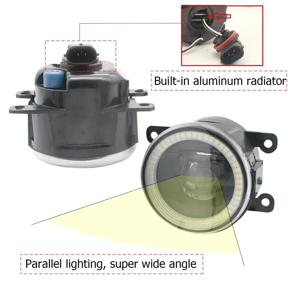 Pair LED Fog Lights Lens Angel Eyes DRL for Mitsubishi Space Star Mirage G4 Attrage 2012-2023 Car PTF Daytime Running Lamp view 4
