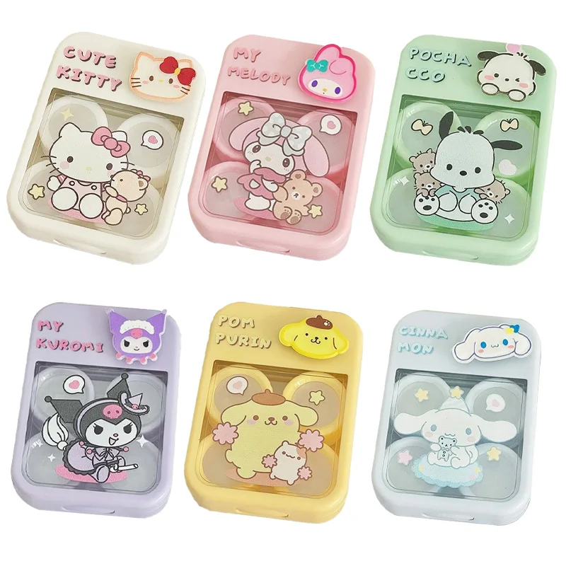 

Sanrio Hello Kitty Contact Lens Case Cute Kuromi Melody Cinnamoroll Purin Pochacco Beauty Pupil Dual Cassette Contact Lens Case