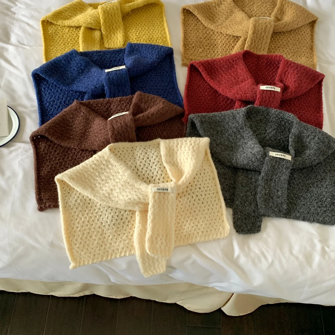 2026 Wool Knitted Large Triangle Shawls Scarf Women Autumn Winter Soft Warm Soft Elegant Cape Poncho Multi-functional Pashmina