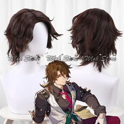 Game Honkai Star Rail Gallagher Cosplay Wig Men Dark Brown Hair Halloween Party Carnival Roleplay Accessories Synthetic Wigs