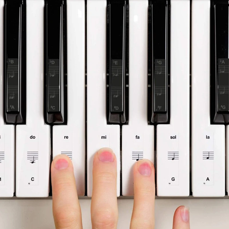 Universal Piano Key Stickers Beginner Learning Tool - Removable Note Labels for 88/61/54/36-Key Keyboards