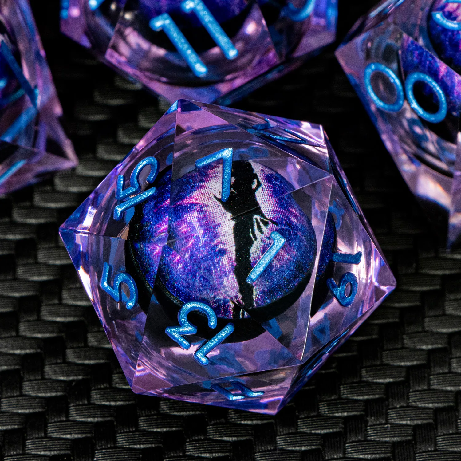 Dnd D20 Purple Liquid Flow Eye Dice Set & Ring D and D Sharp Edge Dice For RPG Dungeon and Dragon Pathfinder Role Playing Games