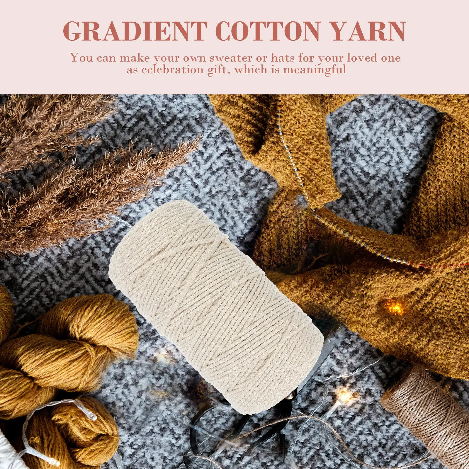 Macrame Cord Cotton - Yaratıcı Pamuk İp Rulosu, Beyaz Goblen