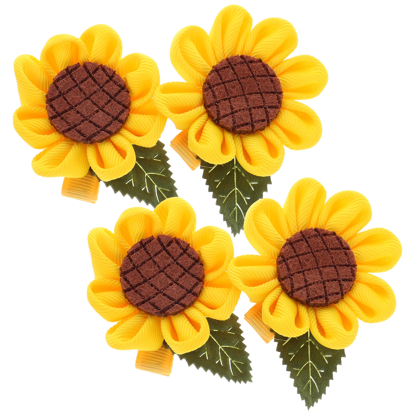 

2 Pairs Sunflower Clips Girls Soft Polyester Iron Material Cute Craftsmanship Versatile Occasions Accessories Thin Hair Women
