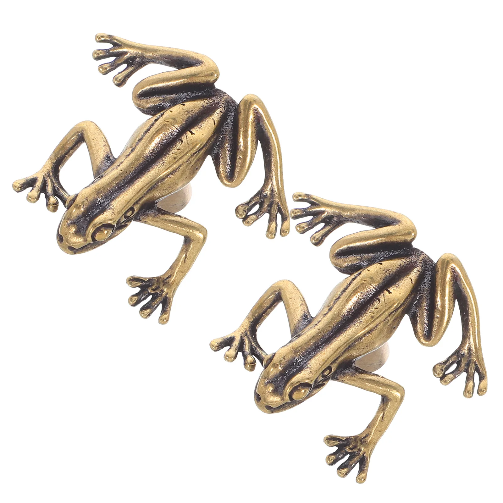 

2Pcs Brass Frog Cabinet Knobs Vintage Animal Drawer Handles for Wardrobes Dressers Unique Furniture Hardware Frog Cabinet Knobs